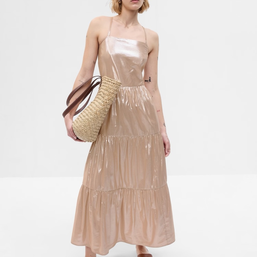 nwt gap gold metallic dress